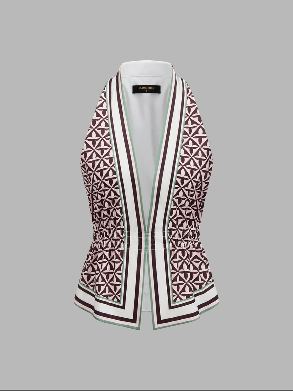 Cammisani Geometric Halter Top - White & Plum